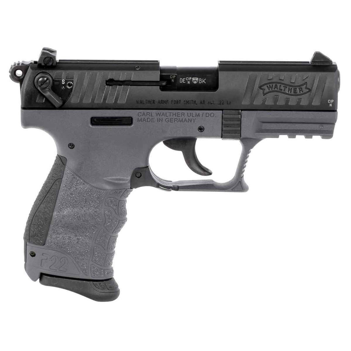 Walther P22 22 Long Rifle 3.42in Tungsten Gray/Black Pistol - 10+1 Rounds - California Compliant - Gray Walther P22 22 Long Rifle 3.42in Tungsten Gray/Black Pistol - 10+1 Rounds - California Compliant - Gray