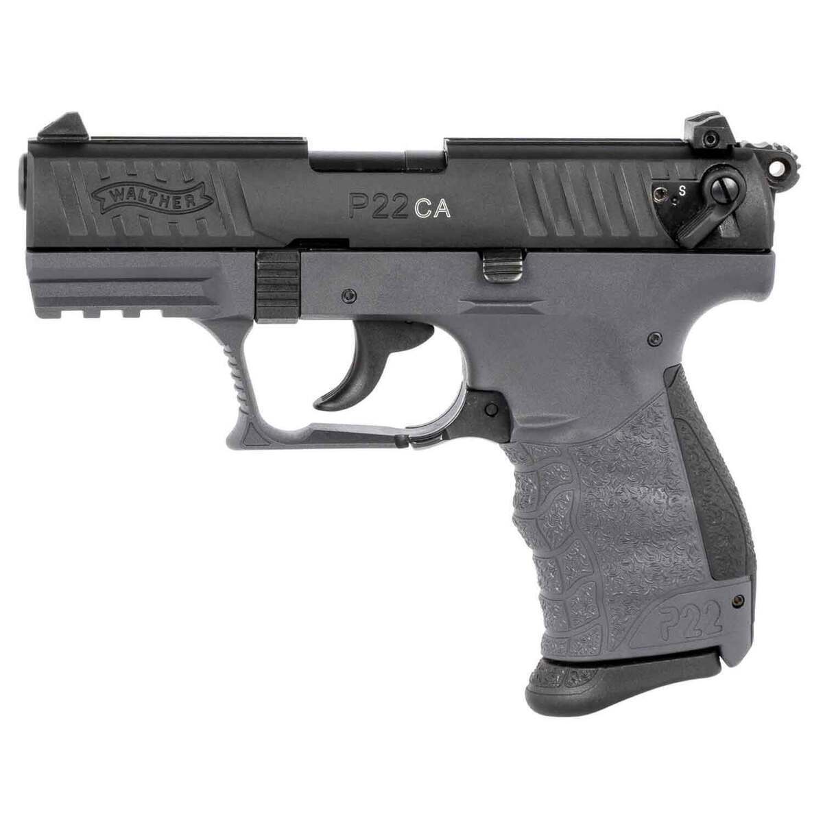 Walther P22 22 Long Rifle 3.42in Tungsten Gray/Black Pistol - 10+1 Rounds - California Compliant - Gray Walther P22 22 Long Rifle 3.42in Tungsten Gray/Black Pistol - 10+1 Rounds - California Compliant - Gray