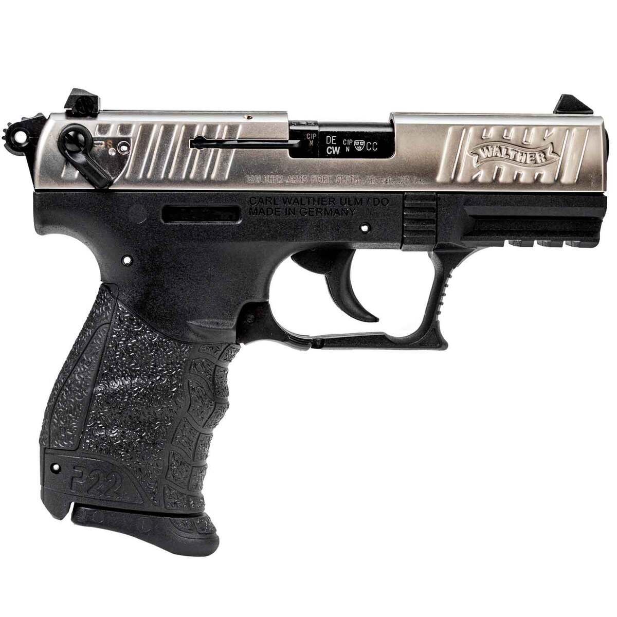 Walther P22 22 Long Rifle 3.42in Nickel Pistol - 10+1 Rounds - Black Walther P22 22 Long Rifle 3.42in Nickel Pistol - 10+1 Rounds - Black