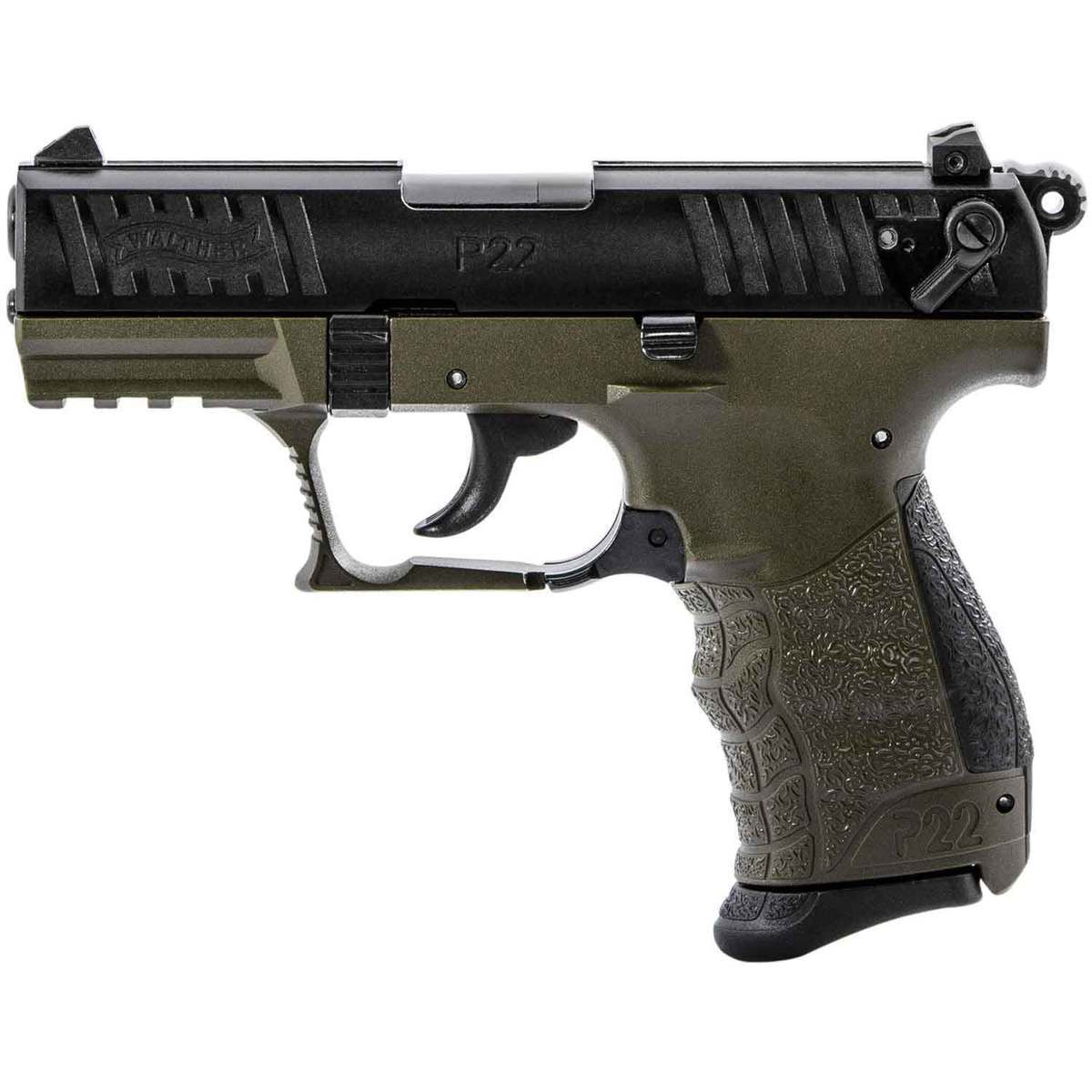 Walther P22 Q Military 22 Long Rifle 3.42in Black/OD Green Pistol - 10+1 Rounds - Green Walther P22 Q Military 22 Long Rifle 3.42in Black/OD Green Pistol - 10+1 Rounds - Green