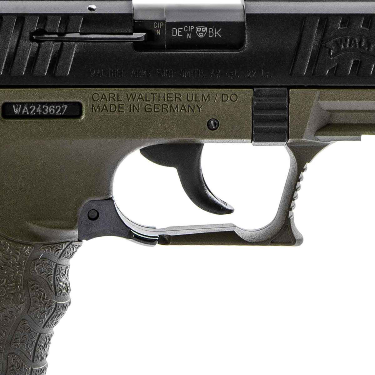 Walther P22 Q Military 22 Long Rifle 3.42in Black/OD Green Pistol - 10+1 Rounds - Green Walther P22 Q Military 22 Long Rifle 3.42in Black/OD Green Pistol - 10+1 Rounds - Green