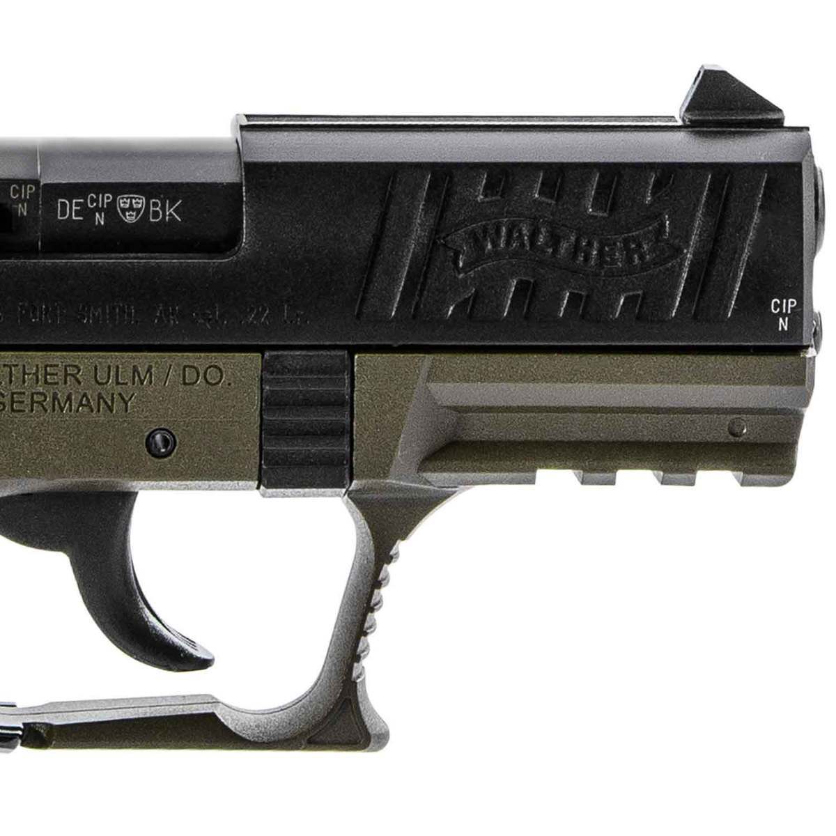 Walther P22 Q Military 22 Long Rifle 3.42in Black/OD Green Pistol - 10+1 Rounds - Green Walther P22 Q Military 22 Long Rifle 3.42in Black/OD Green Pistol - 10+1 Rounds - Green
