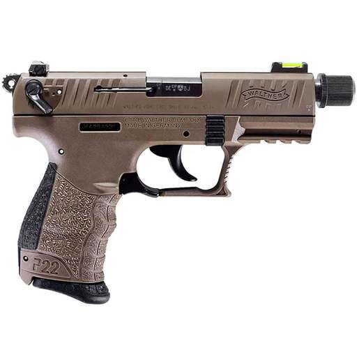 Walther P22 Q Threaded Barrel 22 Long Rifle 3.42in FDE/Black Pistol - 10+1 Rounds - Brown image