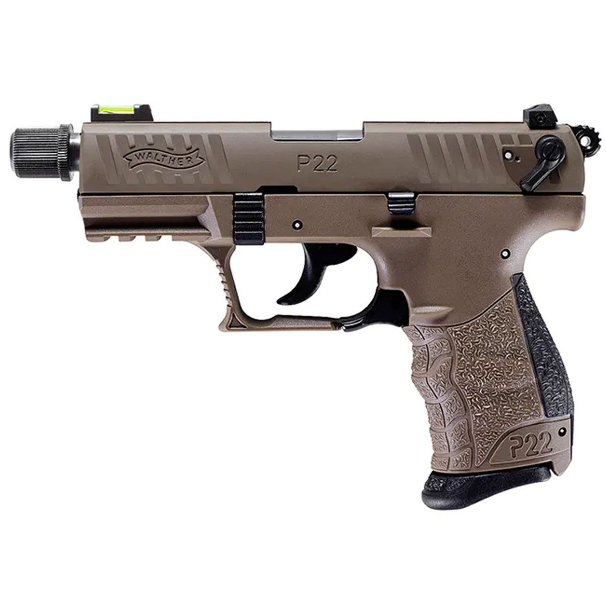 Walther P22 Q Threaded Barrel 22 Long Rifle 3.42in FDE/Black Pistol - 10+1 Rounds - Flat Dark Earth/Black Walther P22 Q Threaded Barrel 22 Long Rifle 3.42in FDE/Black Pistol - 10+1 Rounds - Flat Dark Earth/Black