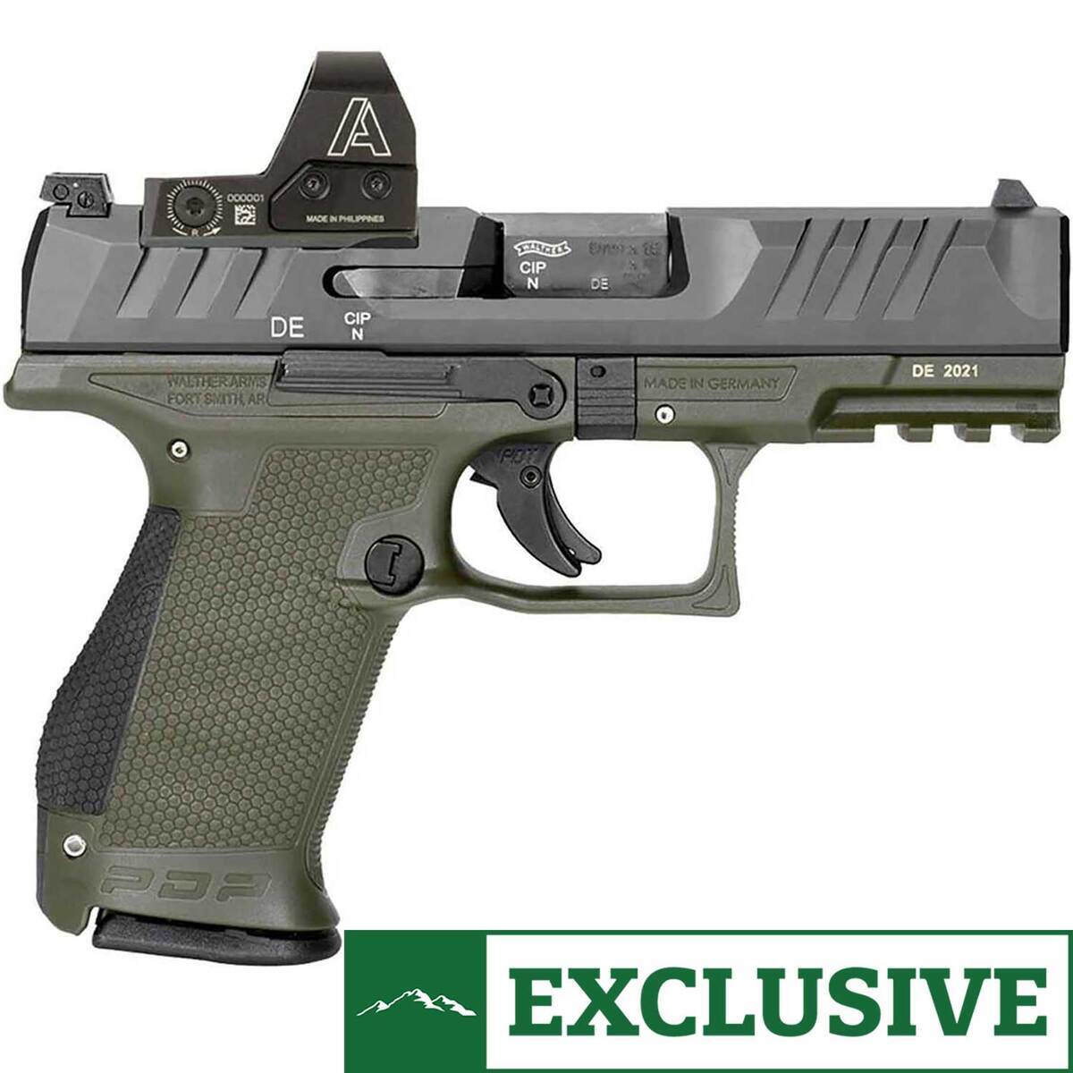 Walther PDP 9mm Luger 4in Black Pistol - 15+1 Rounds - Green Walther PDP 9mm Luger 4in Black Pistol - 15+1 Rounds - Green