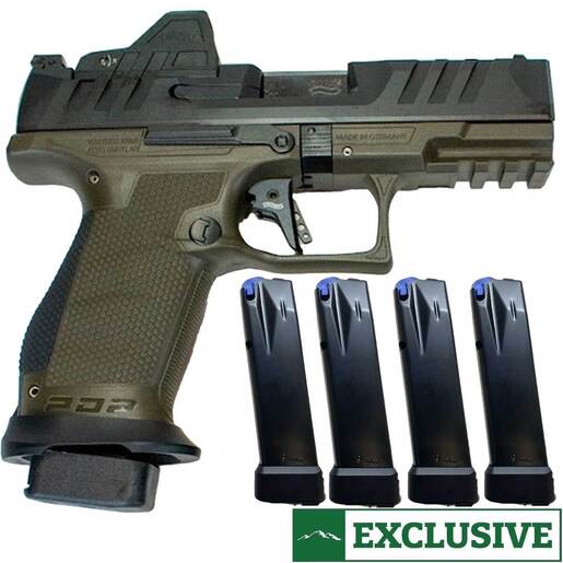 Walther PDP Pro-E Compact Bundle 9mm Luger 4in OD Green Pistol - 18+1 Rounds - Green Compact - Walther