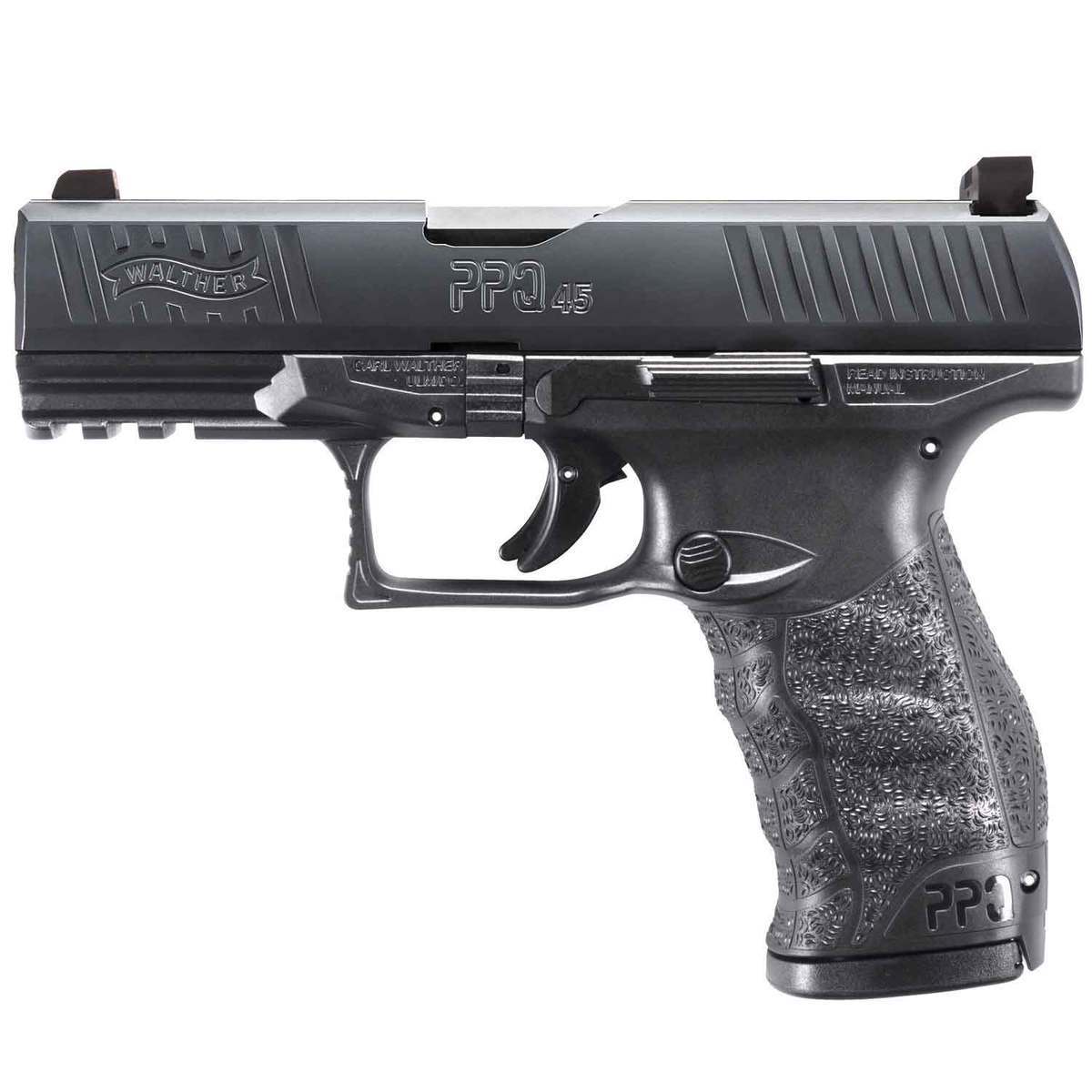 Walther PPQ 45 With XS Night Sights 45 Auto (ACP) 4.25in Black Pistol - 12+1 Rounds - Black Walther PPQ 45 With XS Night Sights 45 Auto (ACP) 4.25in Black Pistol - 12+1 Rounds - Black