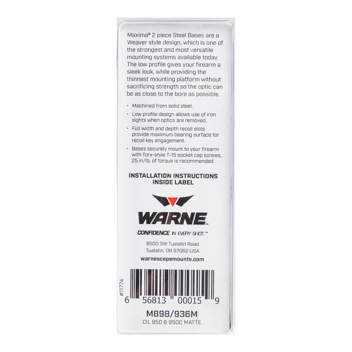 Warne Maxima CIL 950 & 950C Black Base - 2 Piece - Black Warne Maxima CIL 950 & 950C Black Base - 2 Piece - Black