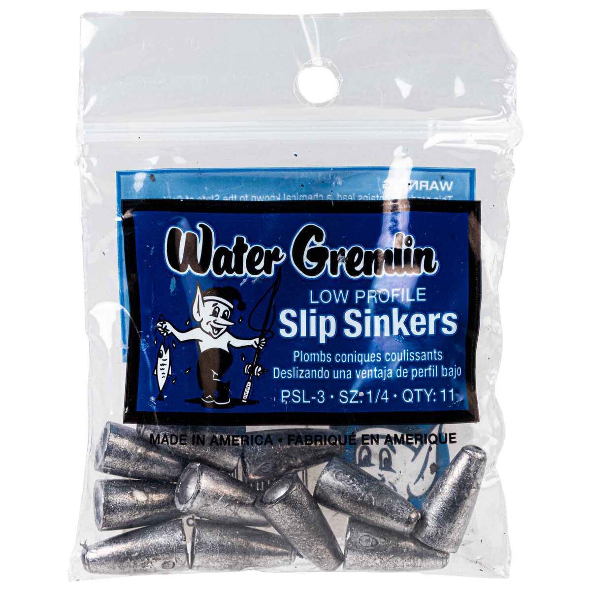 Water Gremlin Low Profile Slip Sinker - Silver, 1/4oz - Silver 1/4oz Water Gremlin Low Profile Slip Sinker - Silver, 1/4oz - Silver 1/4oz