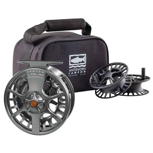 Waterworks Lamson Liquid Fly Fishing Reel and Spare Spool Set - Smoke Large