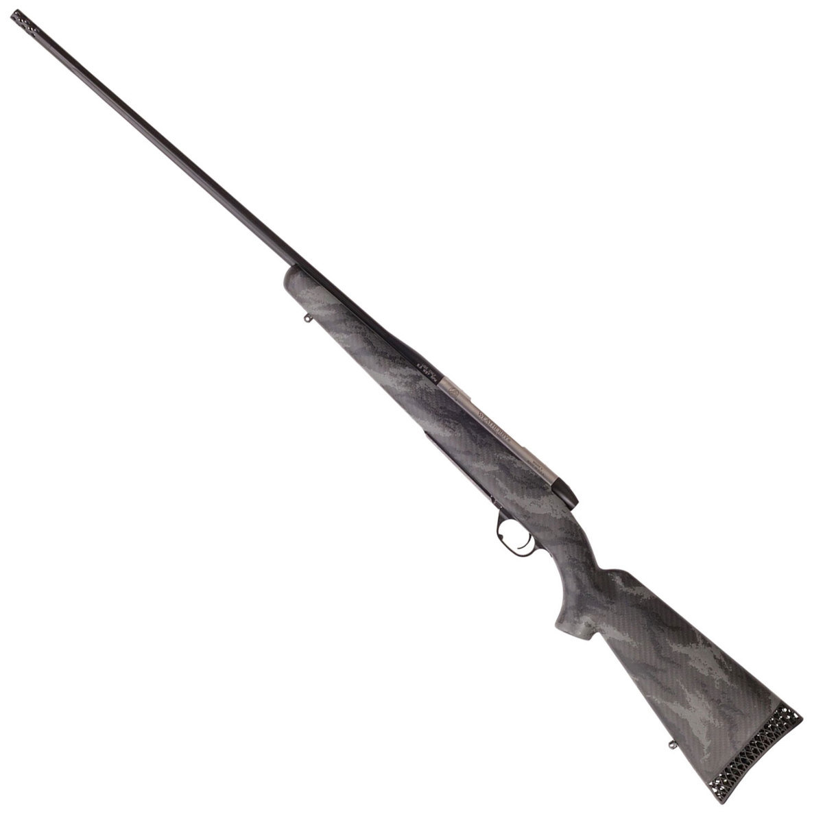 Weatherby Mark V Backcountry Ti Graphite Black Left Hand Bolt Action Rifle - 6.5-300 Weatherby Magnum - 24in - Carbon Fiber With Gray Sponge Patterns Weatherby Mark V Backcountry Ti Graphite Black Left Hand Bolt Action Rifle - 6.5-300 Weatherby Magnum - 24in - Carbon Fiber With Gray Sponge Patterns