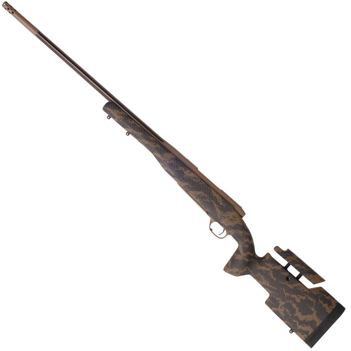 Weatherby Mark V Accumark Elite Coyote Tan Bolt Action Rifle - 257 Weatherby Magnum - Carbon Fiber w / Brown Sponge Patterns Weatherby Mark V Accumark Elite Coyote Tan Bolt Action Rifle - 257 Weatherby Magnum - Carbon Fiber w / Brown Sponge Patterns