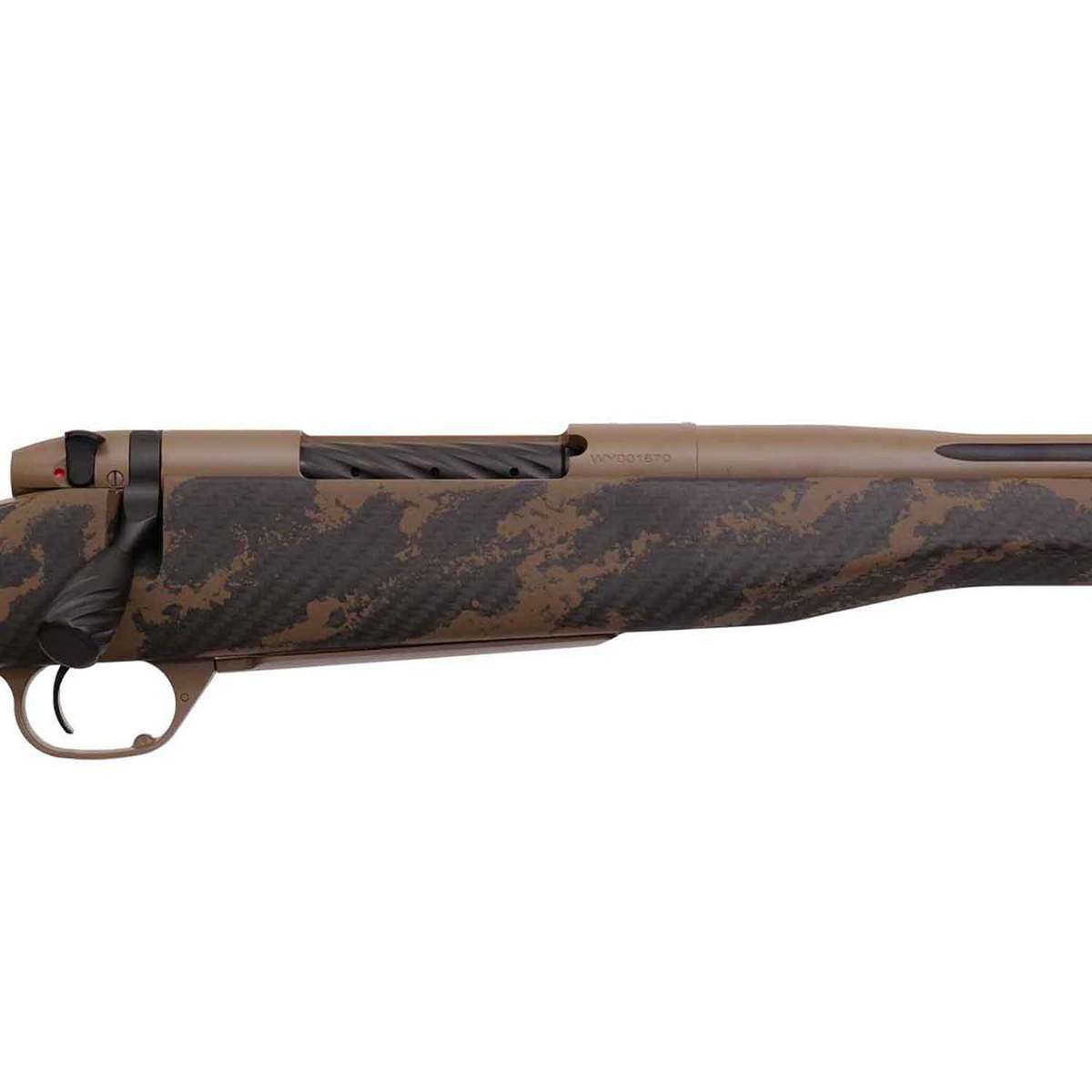 Weatherby Mark V Accumark Elite Coyote Tan Elite Cerakote Left Hand Bolt Action Rifle - 257 Weatherby Magnum - 26in - Carbon Fiber w / Brown Sponge Patterns Weatherby Mark V Accumark Elite Coyote Tan Elite Cerakote Left Hand Bolt Action Rifle - 257 Weatherby Magnum - 26in - Carbon Fiber w / Brown Sponge Patterns