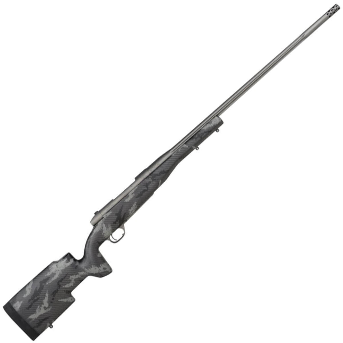 Weatherby Mark V Accumark Pro Tungsten Cerakote Left Hand Bolt Action Rifle - 30-378 Weatherby Magnum - 26in - Carbon Fiber w/ Gray Sponge Patterns Weatherby Mark V Accumark Pro Tungsten Cerakote Left Hand Bolt Action Rifle - 30-378 Weatherby Magnum - 26in - Carbon Fiber w/ Gray Sponge Patterns