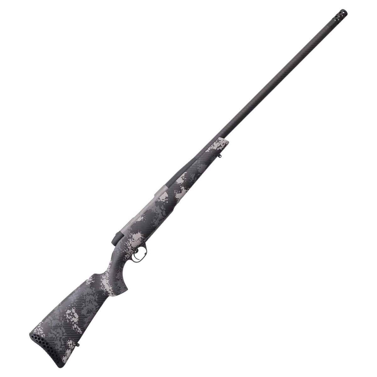 Weatherby Mark V Backcountry 2.0 Ti 6.5 Creedmoor Carbon Graphite Black Cerakote Left Hand Bolt Action Rifle - 22in - Carbon fiber stock with Grey and White sponge Camo Weatherby Mark V Backcountry 2.0 Ti 6.5 Creedmoor Carbon Graphite Black Cerakote Left Hand Bolt Action Rifle - 22in - Carbon fiber stock with Grey and White sponge Camo