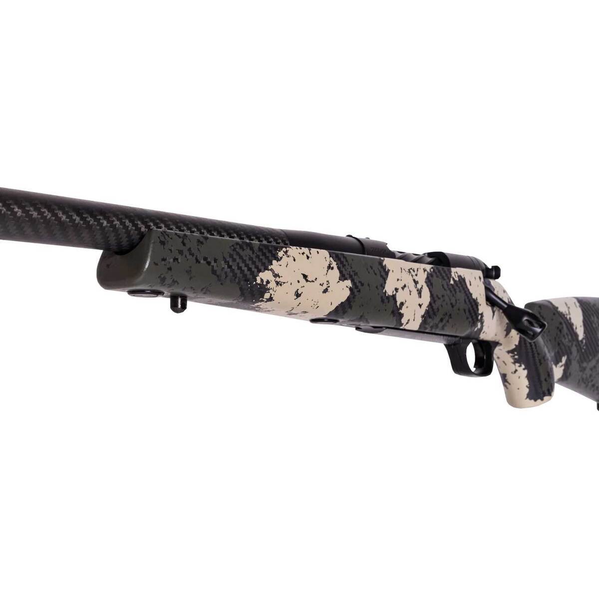 Weatherby Mark V Backcountry Guide 243 Winchester BSF Carbon/Graphite Black Cerakote/Backpack Camo Left Hand Bolt Action Rifle - 24in - Camo Weatherby Mark V Backcountry Guide 243 Winchester BSF Carbon/Graphite Black Cerakote/Backpack Camo Left Hand Bolt Action Rifle - 24in - Camo