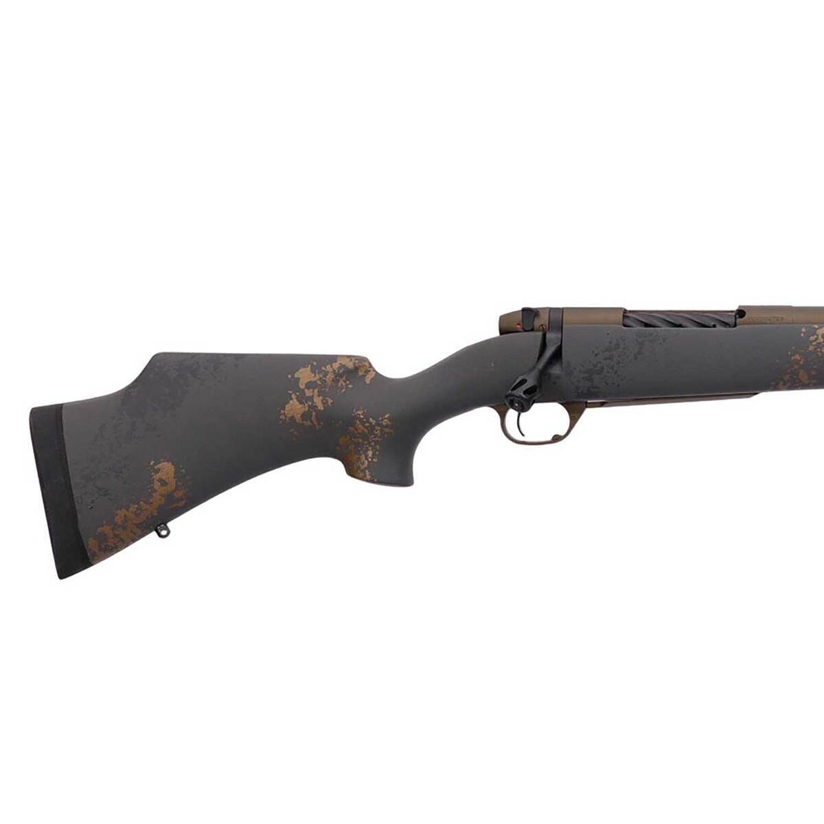 Weatherby Mark V Camilla Ultra Lightweight Midnight Bronze Cerakote Black Smoke Gold Sponged Bolt Action Rifle - 243 Winchester - 22in - Black Weatherby Mark V Camilla Ultra Lightweight Midnight Bronze Cerakote Black Smoke Gold Sponged Bolt Action Rifle - 243 Winchester - 22in - Black