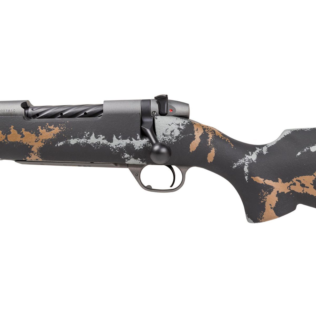 Weatherby Mark V MeatEater Tungsten Cerakote Left Hand Bolt Action Rifle - 6.5-300 Weatherby Magnum - 26in - Black Base, Tan and Gray Sponge Camo Weatherby Mark V MeatEater Tungsten Cerakote Left Hand Bolt Action Rifle - 6.5-300 Weatherby Magnum - 26in - Black Base, Tan and Gray Sponge Camo