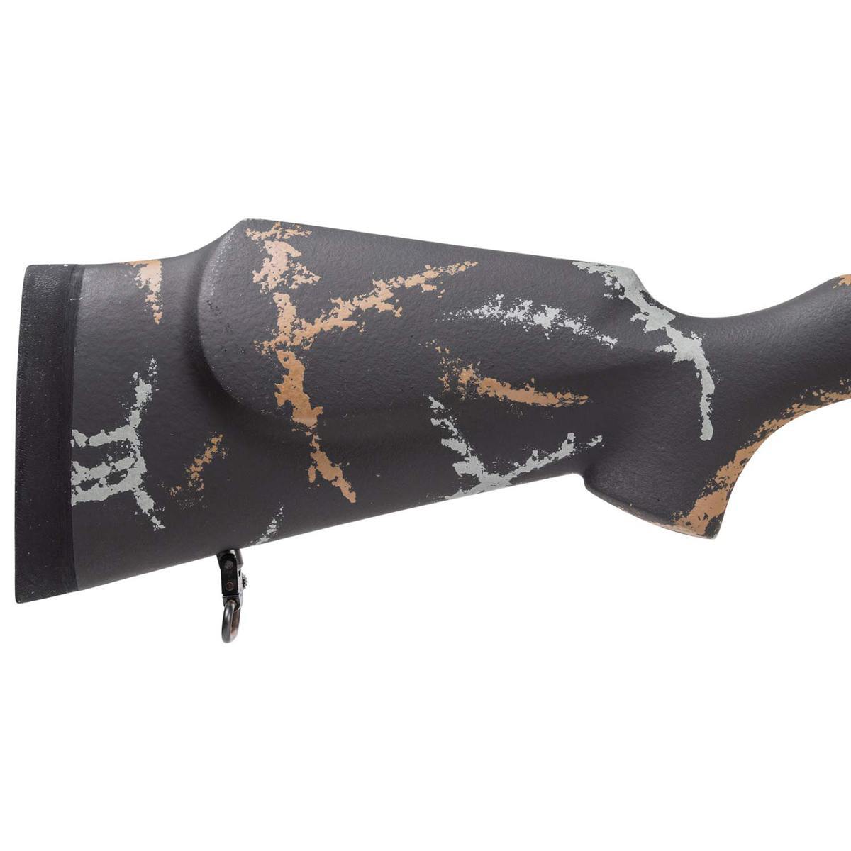Weatherby Mark V MeatEater Tungsten Cerakote Left Hand Bolt Action Rifle - 6.5-300 Weatherby Magnum - 26in - Black Base, Tan and Gray Sponge Camo Weatherby Mark V MeatEater Tungsten Cerakote Left Hand Bolt Action Rifle - 6.5-300 Weatherby Magnum - 26in - Black Base, Tan and Gray Sponge Camo
