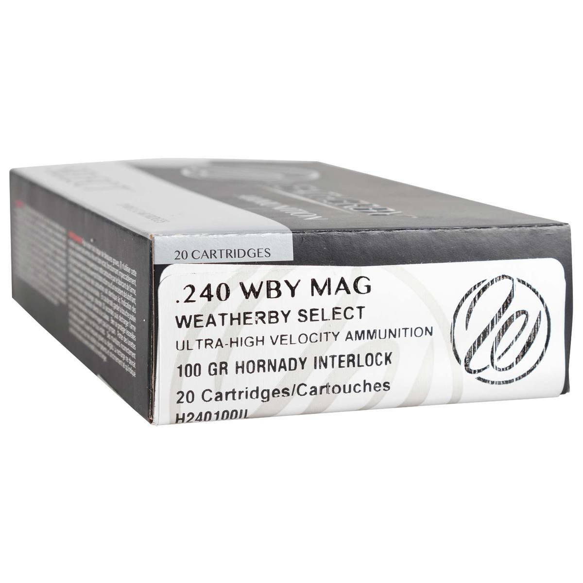 Weatherby Select 240 Weatherby Magnum 100gr Hornady Interlock Rifle Ammo - 20 Rounds Weatherby Select 240 Weatherby Magnum 100gr Hornady Interlock Rifle Ammo - 20 Rounds
