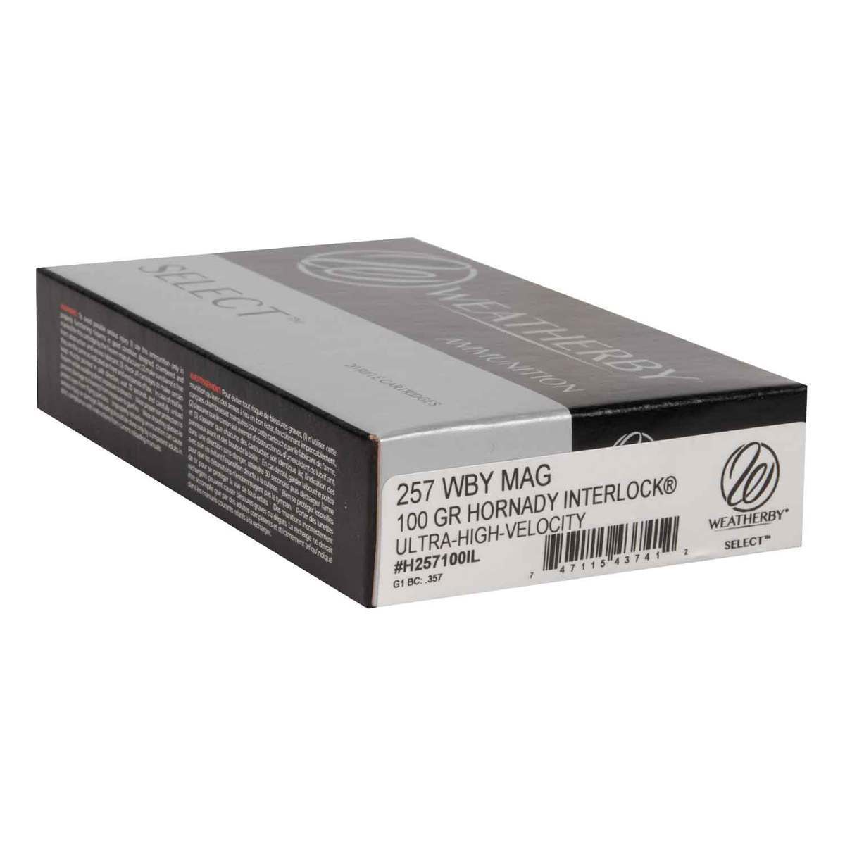 Weatherby Select 257 Weatherby Magnum 100gr Hornady Interlock Rifle Ammo - 20 Rounds Weatherby Select 257 Weatherby Magnum 100gr Hornady Interlock Rifle Ammo - 20 Rounds