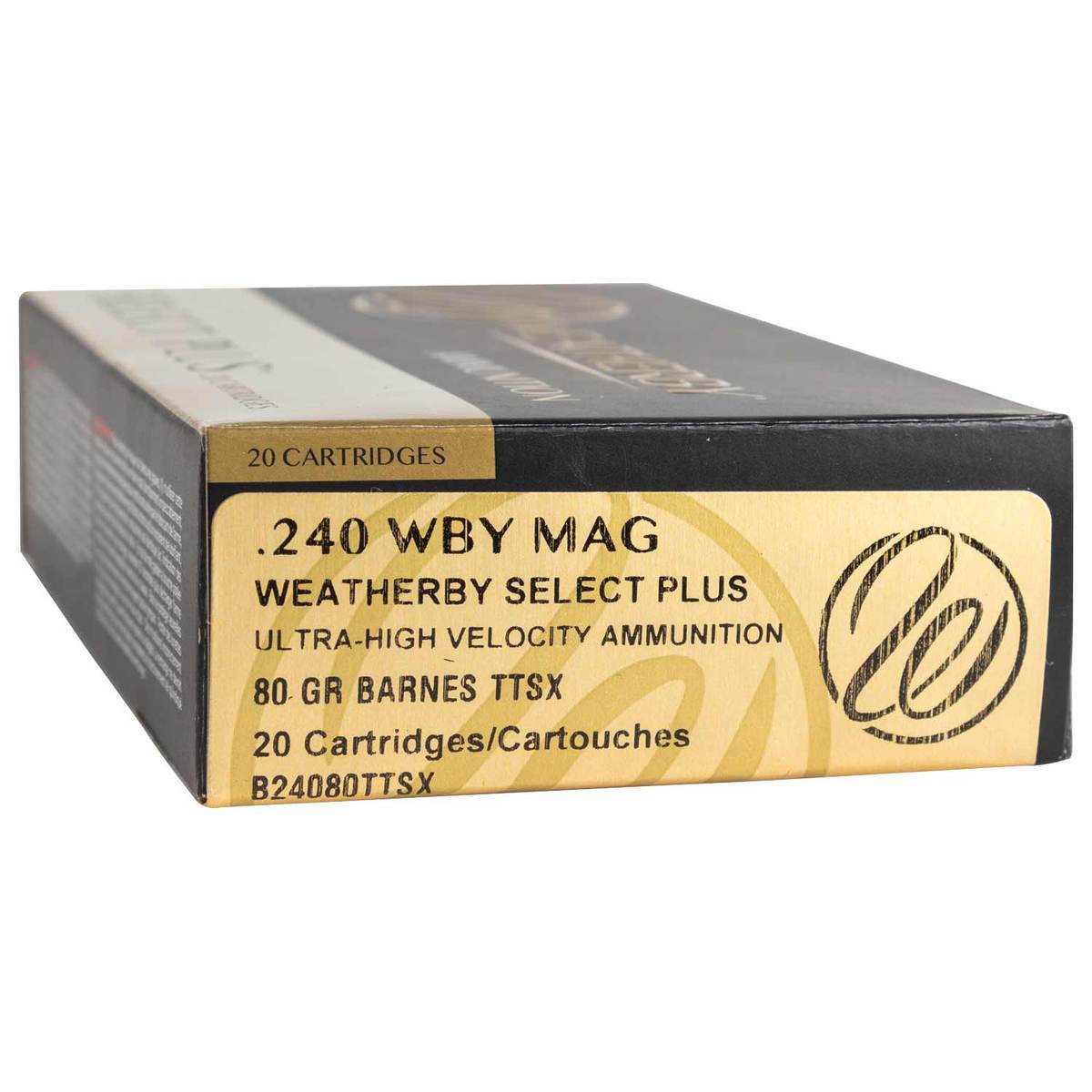 Weatherby Select Plus 240 Weatherby Magnum 80gr Barnes Tipped TSX Lead Free Rifle Ammo - 20 Rounds Weatherby Select Plus 240 Weatherby Magnum 80gr Barnes Tipped TSX Lead Free Rifle Ammo - 20 Rounds