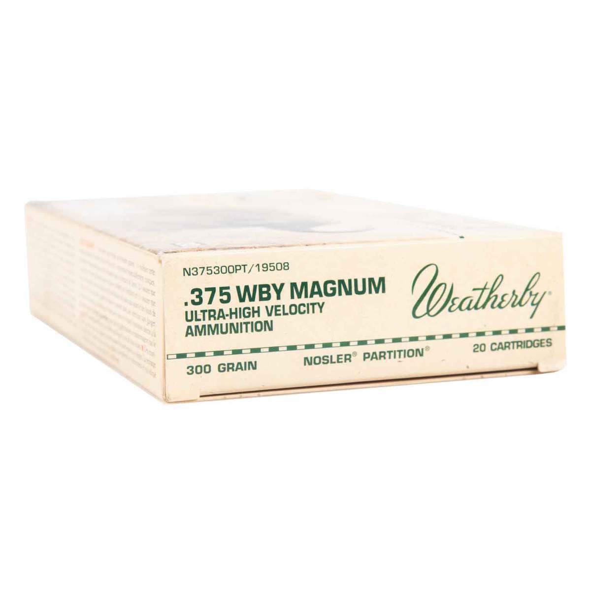 Weatherby Select Plus 375 Weatherby Magnum 300gr Nosler Partition Rifle Ammo - 20 Rounds Weatherby Select Plus 375 Weatherby Magnum 300gr Nosler Partition Rifle Ammo - 20 Rounds