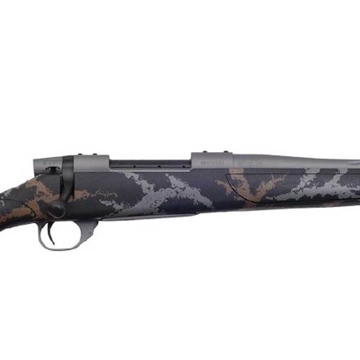 Weatherby Vanguard MeatEater Edition Tungsten Cerakote Bolt Action Rifle – 6.5 PRC - Black Base, Tan And Gray Sponge Camo Weatherby Vanguard MeatEater Edition Tungsten Cerakote Bolt Action Rifle – 6.5 PRC - Black Base, Tan And Gray Sponge Camo