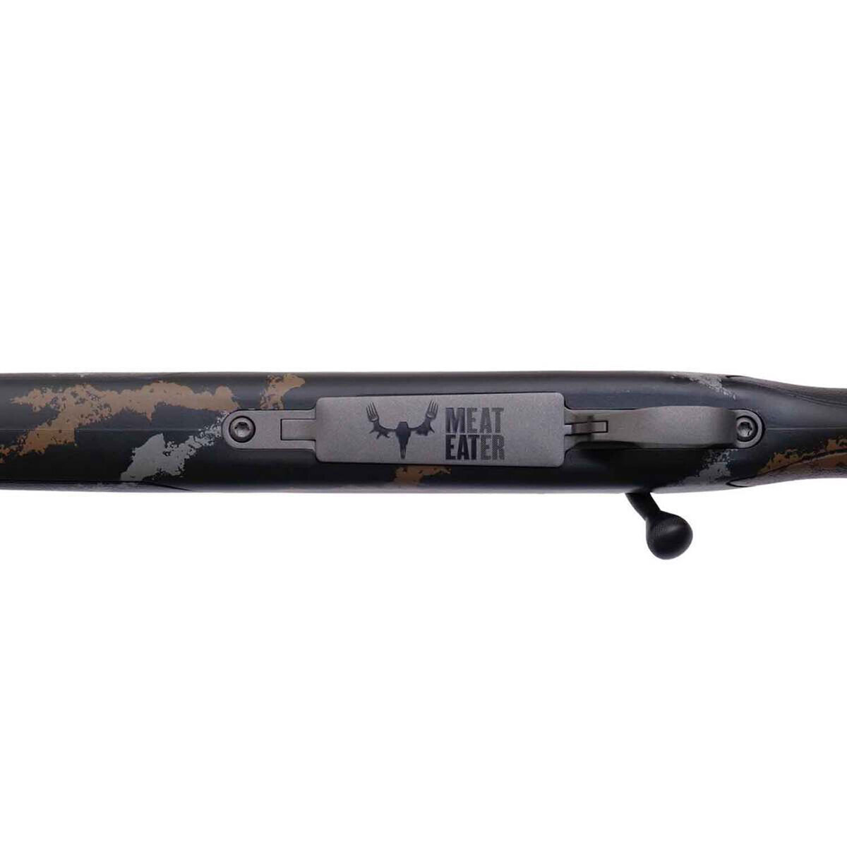Weatherby Vanguard MeatEater Edition Tungsten Cerakote Bolt Action Rifle – 6.5 PRC - Black Base, Tan And Gray Sponge Camo Weatherby Vanguard MeatEater Edition Tungsten Cerakote Bolt Action Rifle – 6.5 PRC - Black Base, Tan And Gray Sponge Camo