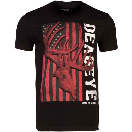 Deadeye Men's Whitetail Skull Flag Short-Sleeve Casual Shirt - Black M