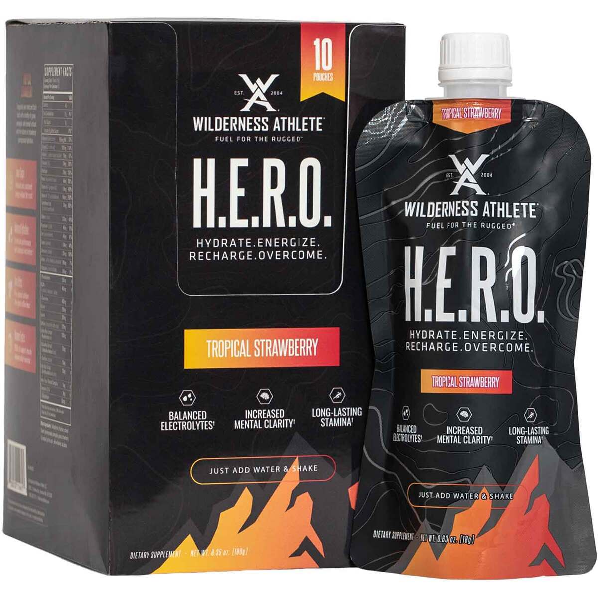 Wilderness Athlete H.E.R.O Energy and Hydration Powder Drink Mix - Tropical Strawberry, 10 pack Wilderness Athlete H.E.R.O Energy and Hydration Powder Drink Mix - Tropical Strawberry, 10 pack