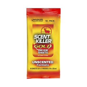 Wildlife Research Scent Killer Gold Unscented Dryer Sheets - 18 Pack