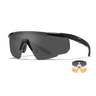 Wiley X Saber Advanced Black Shooting Glasses - Light Rust/Smoke Grey/Clear - Black
