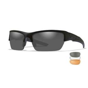 Wiley X WX Valor Black Shooting Glasses - Light Rust/Smoke Grey/Clear