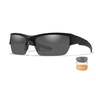 Wiley X WX Valor Black Shooting Glasses - Light Rust/Smoke Grey/Clear - Black