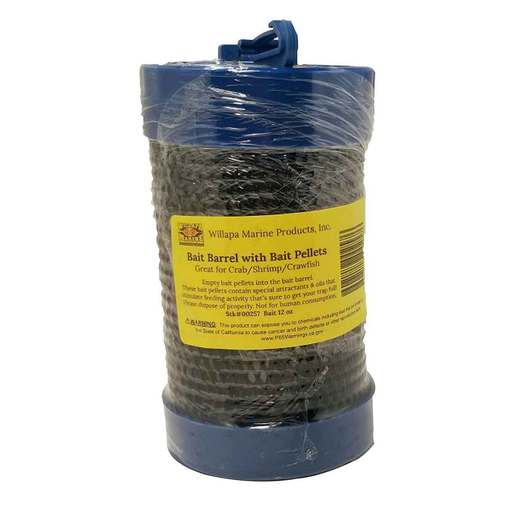 Willapa Marine 6 -Inch Bait Barrel with Bait Pellets - Blue - Willapa Marine