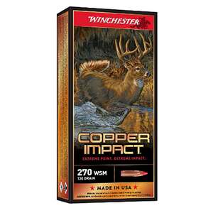 Winchester Ammo Copper Impact 270 WSM (Winchester Short Mag) 130gr Centerfire Ammo - 20 Rounds