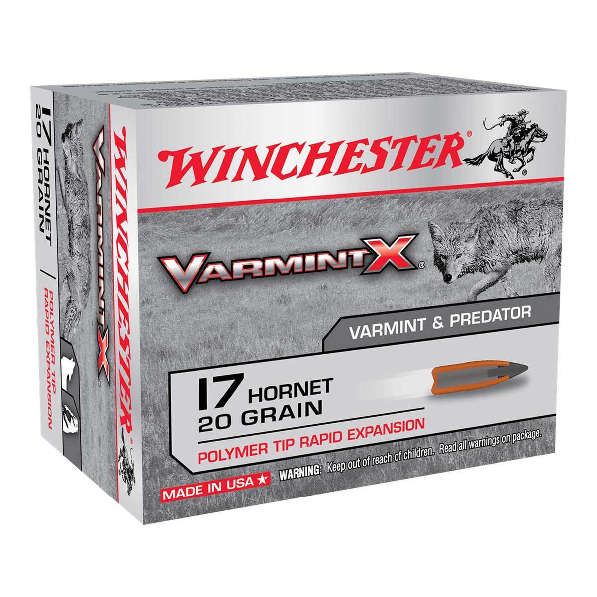 Winchester 17 Hornet 20gr Polymer Tip Centerfire Rifle Ammo - 20 Rounds Winchester 17 Hornet 20gr Polymer Tip Centerfire Rifle Ammo - 20 Rounds