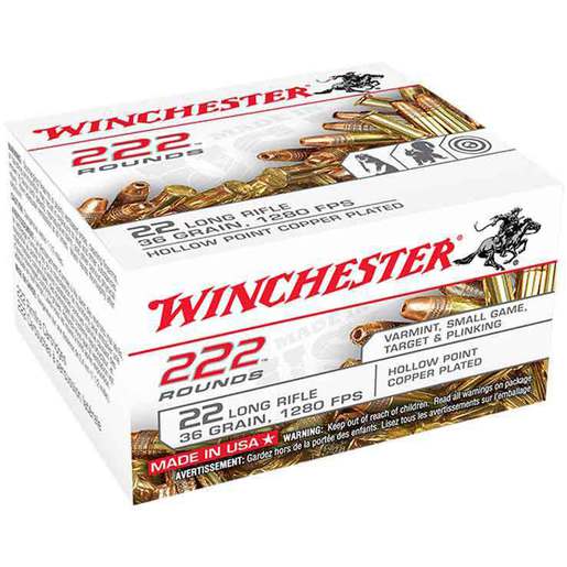 Winchester 22 Long Rifle 36gr HP Rimfire Ammo – 222 Rounds