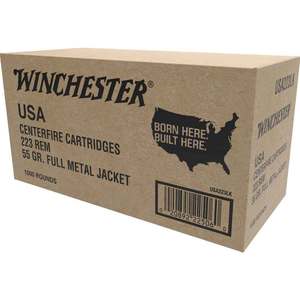 Winchester 223 Remington 55gr FMJ Rifle Ammuntion - 1000 Rounds