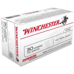 Winchester 30 Carbine 110gr FMJ Rifle Ammo - 50 Rounds