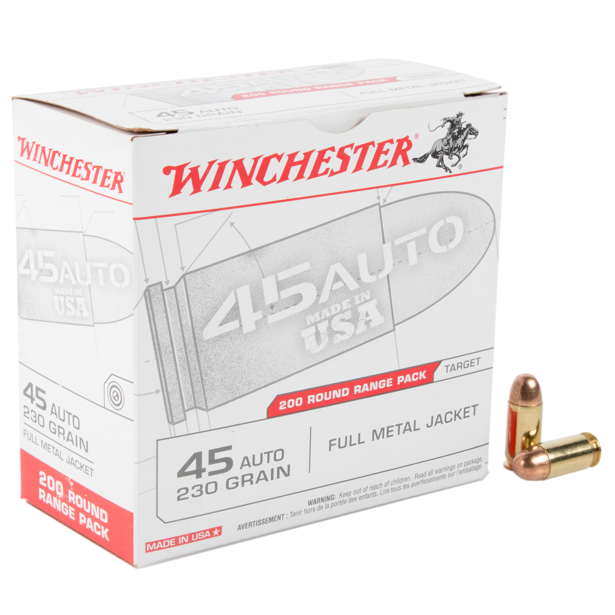 Winchester 45 Auto (ACP) 230gr FMJ Handgun Ammo - 200 Rounds Winchester 45 Auto (ACP) 230gr FMJ Handgun Ammo - 200 Rounds