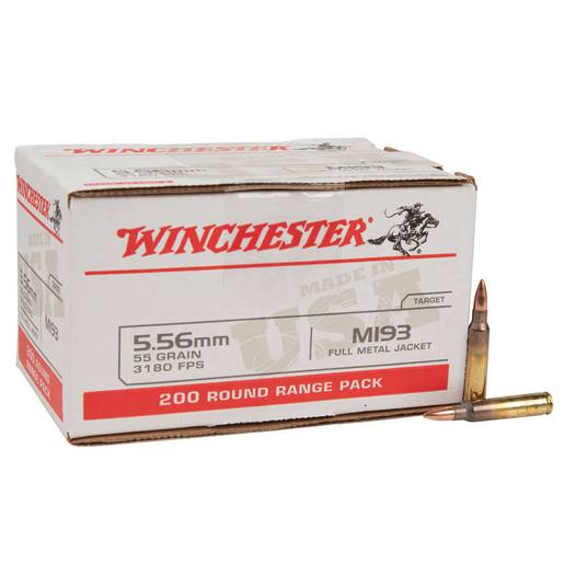 Winchester USA 5.56mm NATO 55gr FMJ Rifle Ammo Ammo - 200 Rounds 200 Rounds Ammo