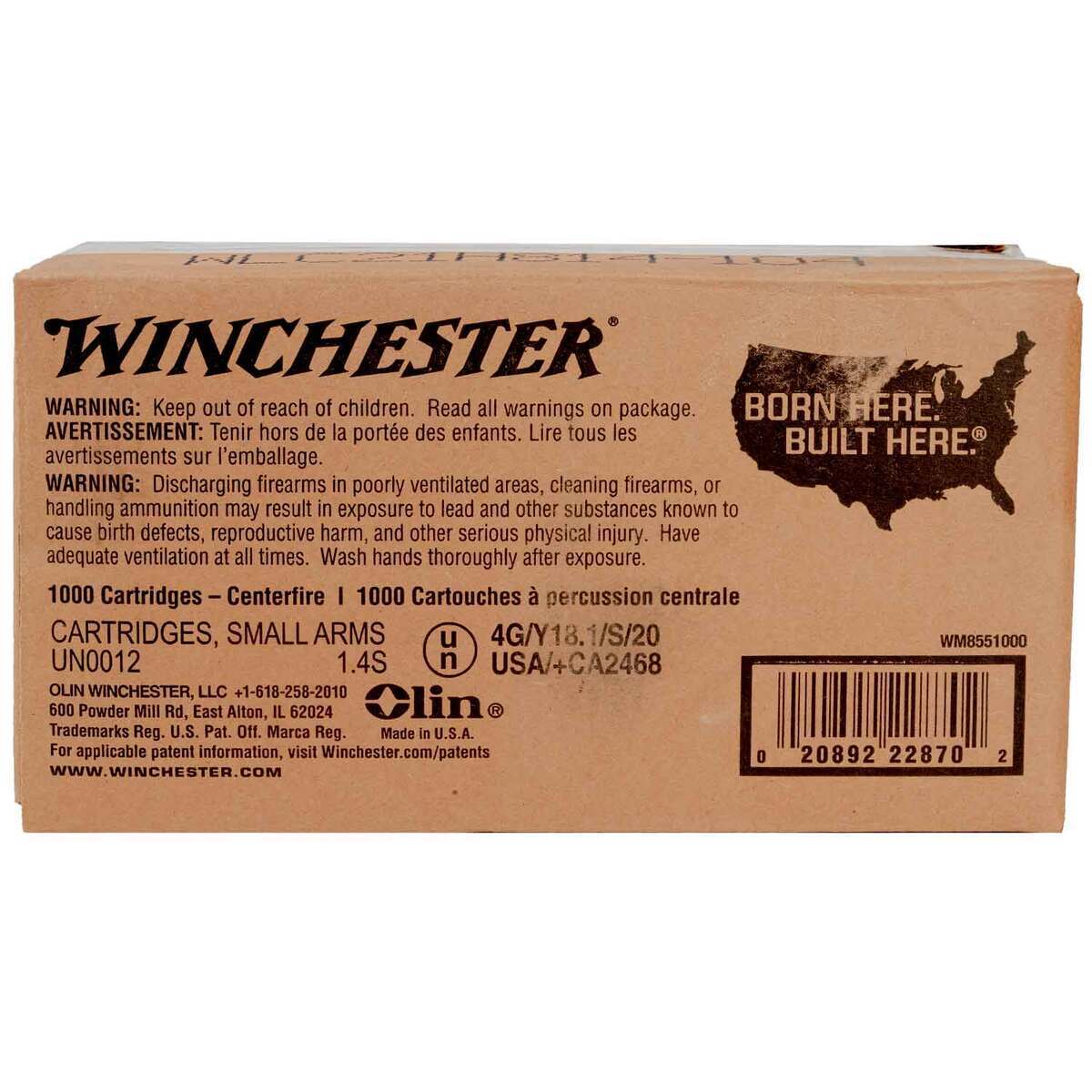 Winchester 5.56mm NATO 62gr FMJLC Rifle Ammo - 1000 Rounds Winchester 5.56mm NATO 62gr FMJLC Rifle Ammo - 1000 Rounds