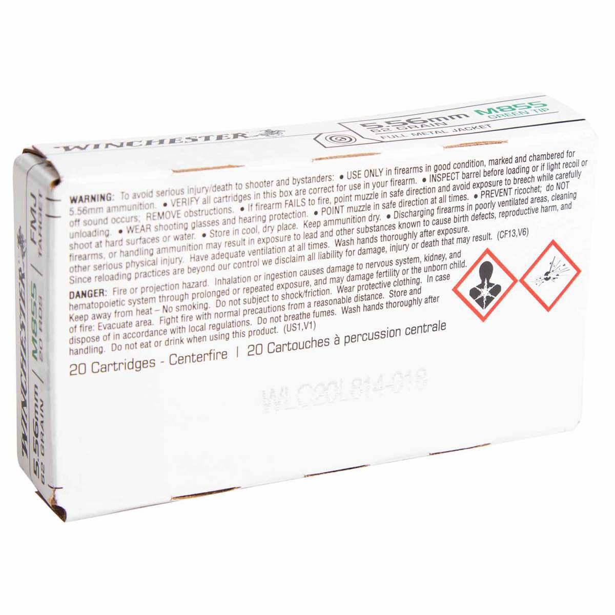 Winchester 5.56mm NATO 62gr FMJLC Rifle Ammo - 20 Rounds Winchester 5.56mm NATO 62gr FMJLC Rifle Ammo - 20 Rounds