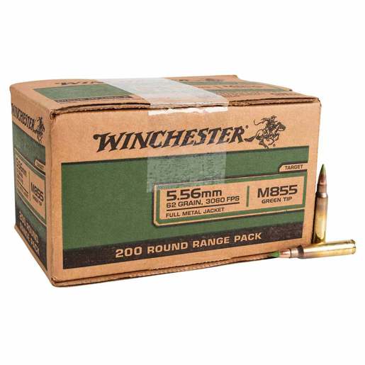 Winchester 5.56mm NATO 62gr FMJLC Rifle Ammo Ammo - 200 Rounds 200 Rounds Ammo