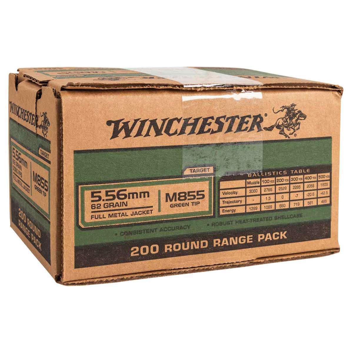 Winchester 5.56mm NATO 62gr FMJLC Rifle Ammo - 200 Rounds Winchester 5.56mm NATO 62gr FMJLC Rifle Ammo - 200 Rounds