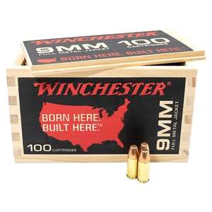 Winchester 9mm Luger 115gr FMJ-FN Handgun Ammo - 100 Rounds