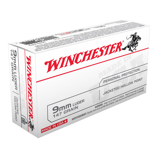 Winchester 9mm Luger 147gr JHP Handgun Ammo Ammo - 50 Rounds 50 Rounds Ammo