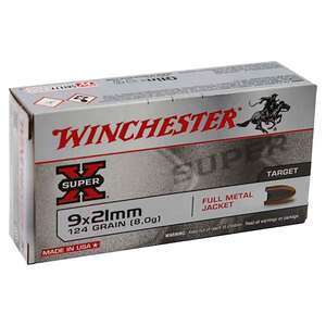 Winchester 9x21mm 125gr FMJ Handgun Ammo - 50 Rounds